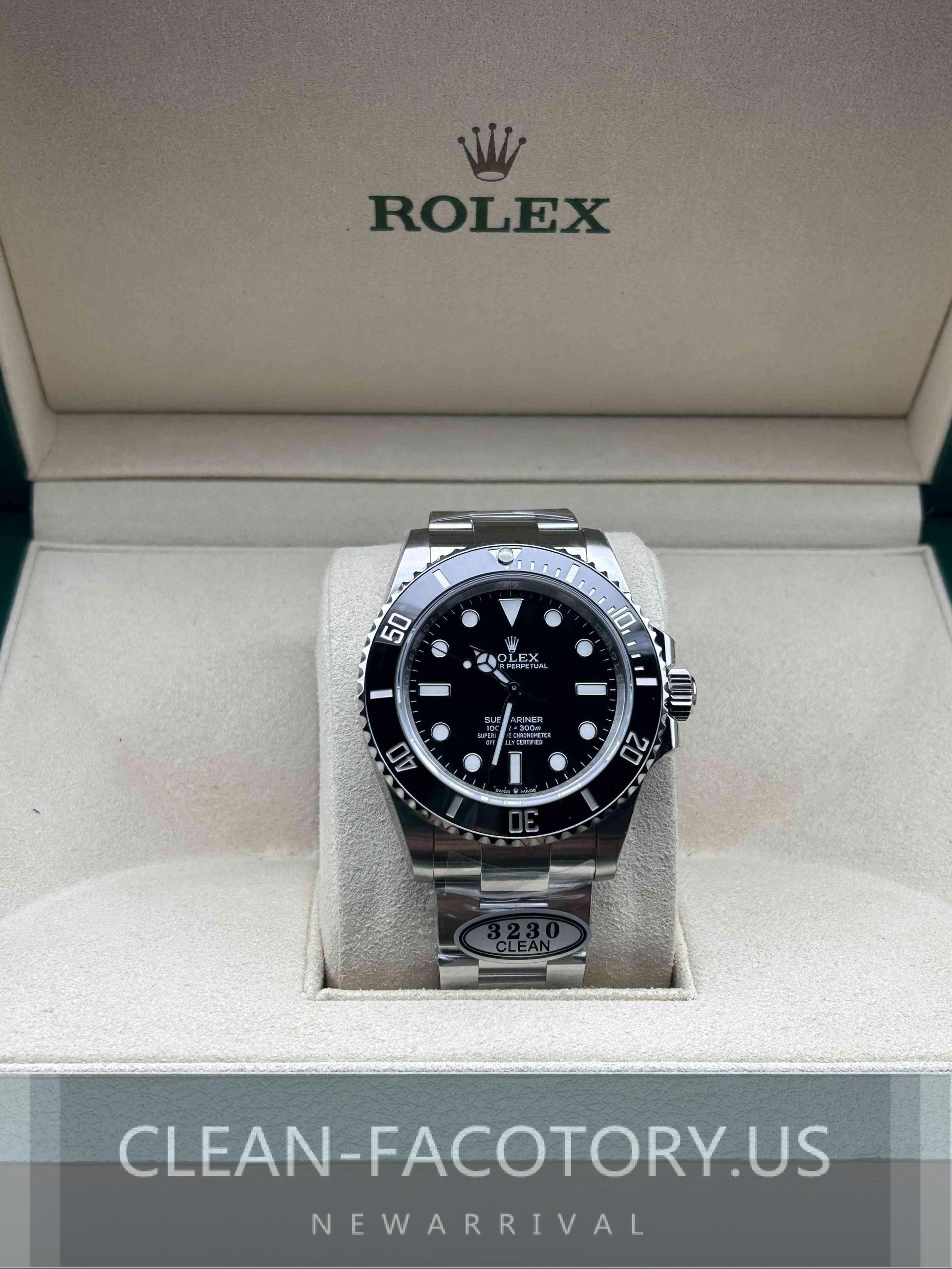 Clean Factory Rolex Submariner 124060 No Date 41mm Black Ceramic 