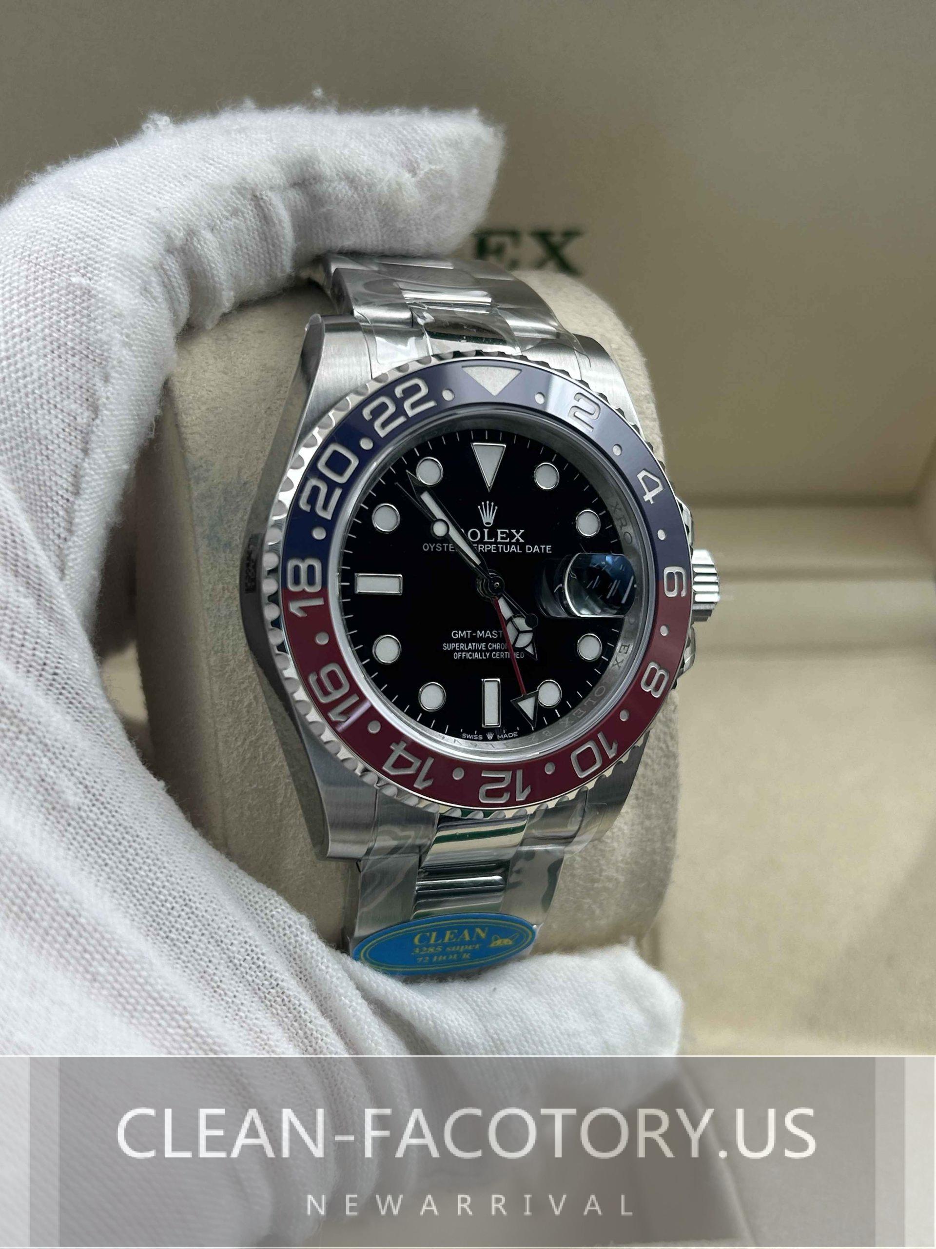 Clean Factory Rolex GMT Master II 126710BLRO Oyster, “Pepsi”Red 