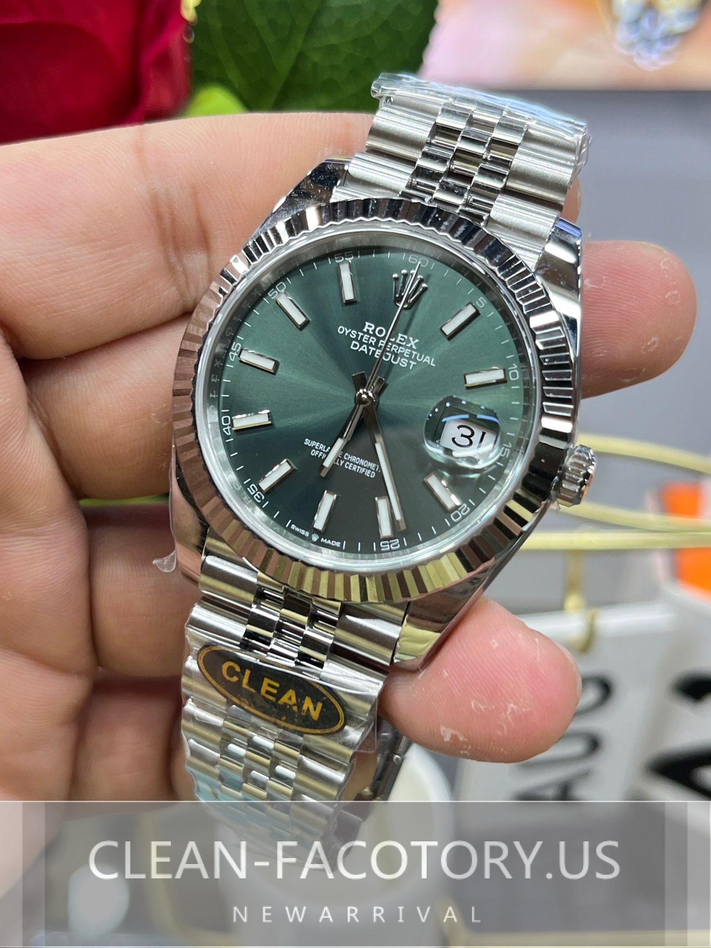 Clean Factory Rolex Datejust 41mm 126334: Jubilee Green Dial, White ...