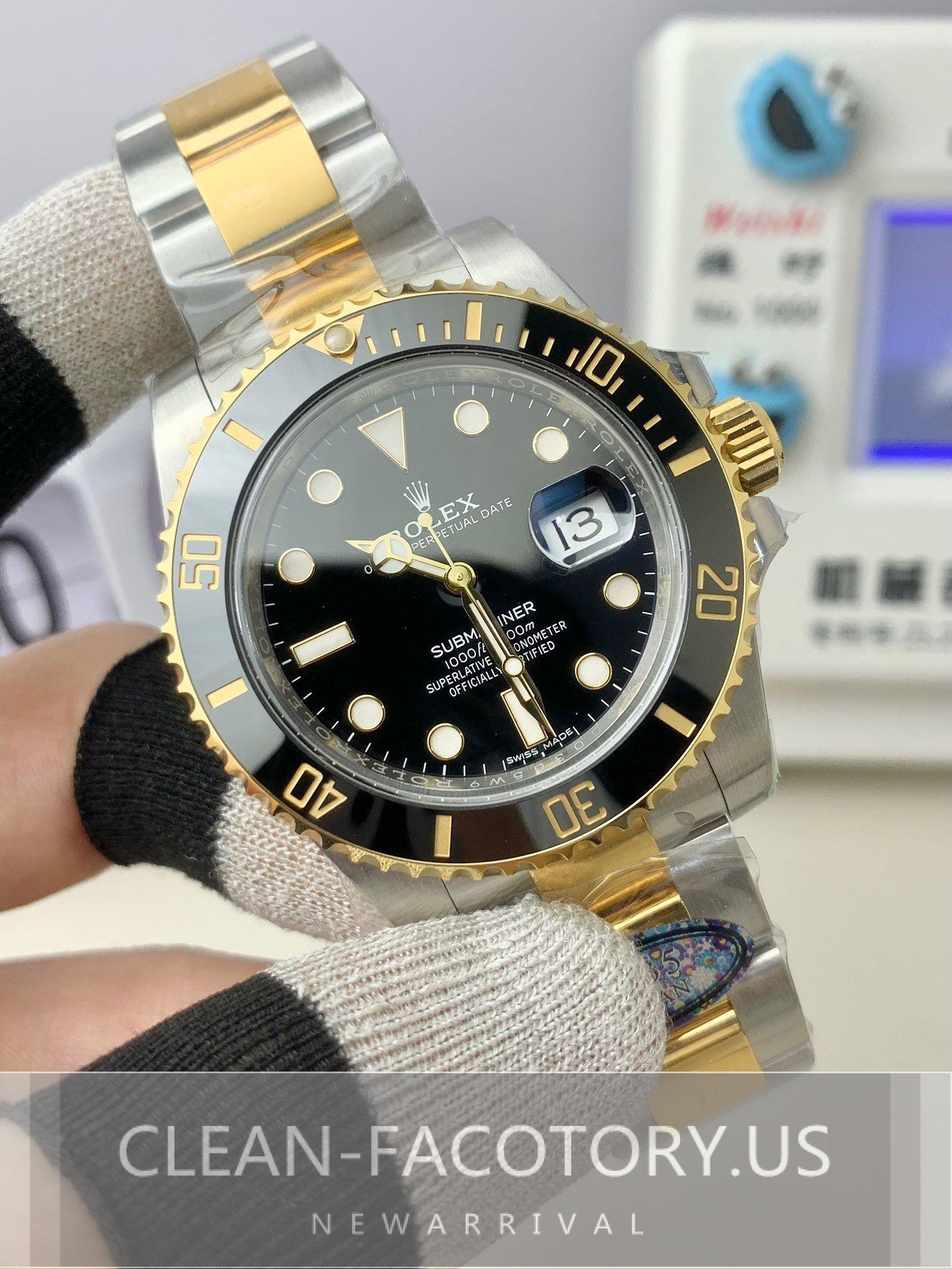 Clean Factory Rolex Submariner 116613LN 40mm Two Tone Gold, Blue Dial, Ceramic Bezel, Gold Wrap 904L Steel, Best Edition 3135 Movement