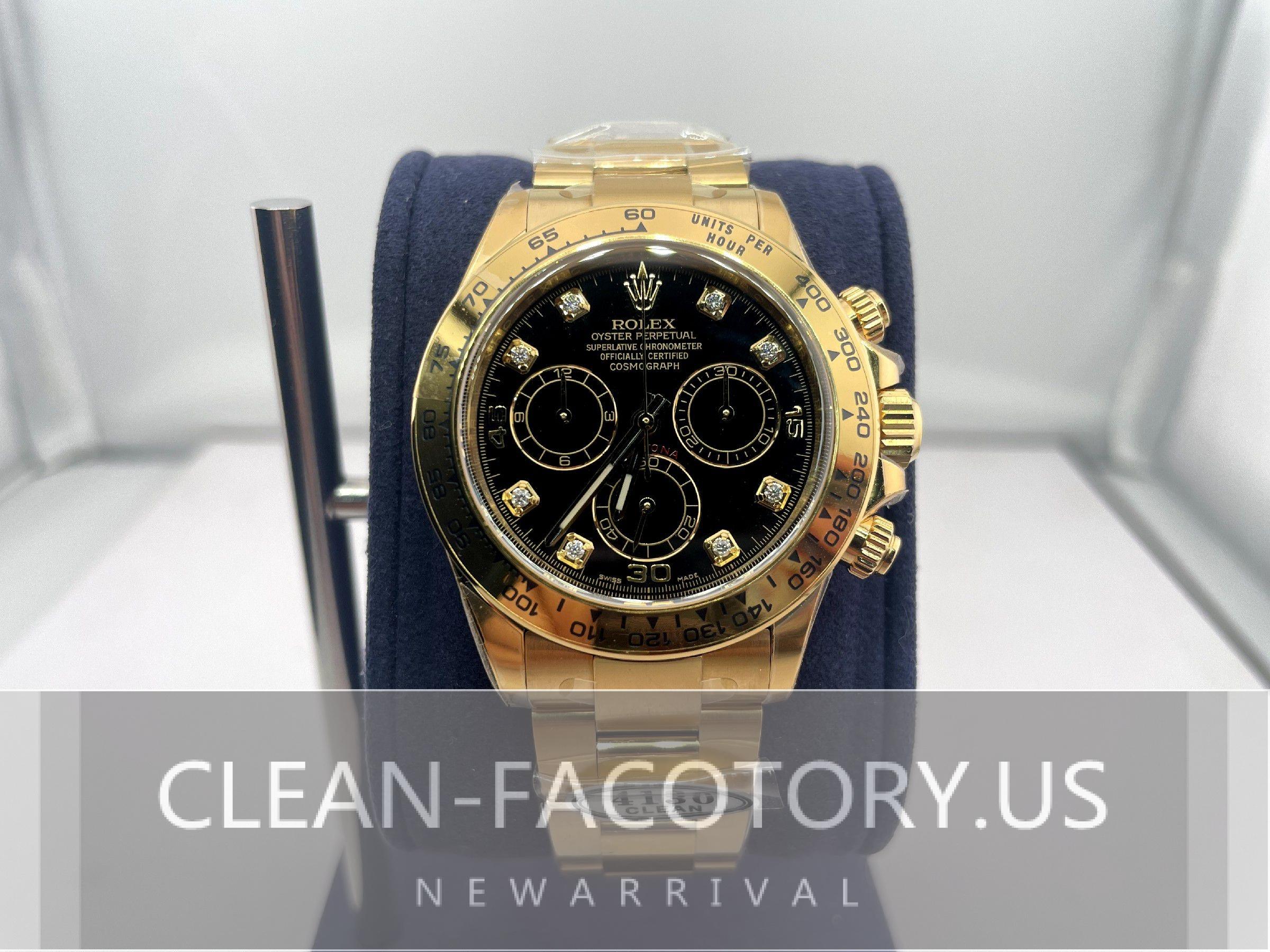 Clean Rolex Daytona Gold Diamond Black Champagne Panda Dial