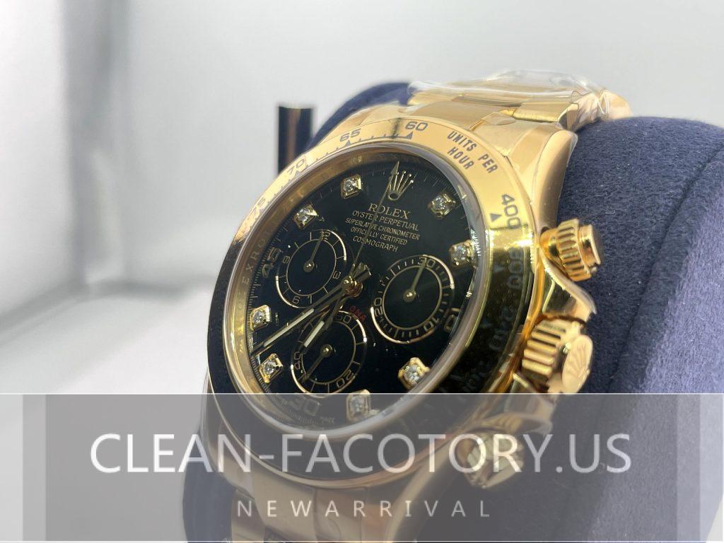 Clean Rolex Daytona Gold Diamond Black Champagne Panda Dial