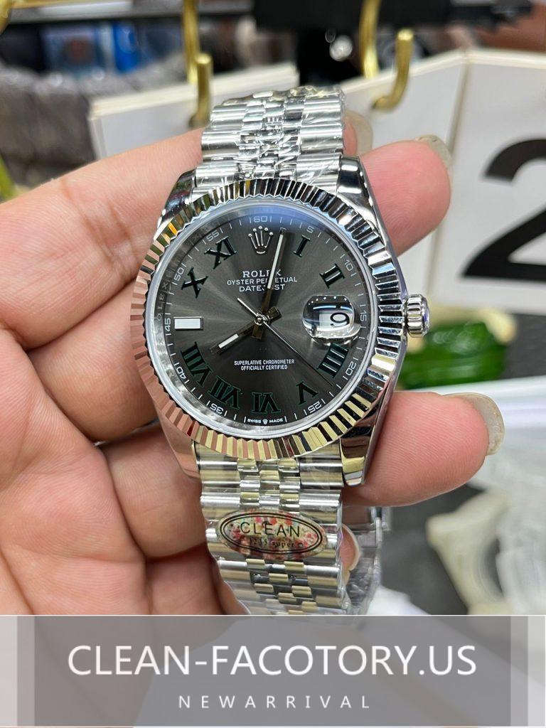 Clean Rolex Datejust Slate Grey Wimbledon Dial