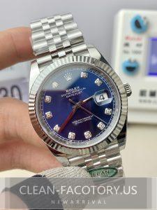 Clean Factory Rolex Datejust blue dial diamond